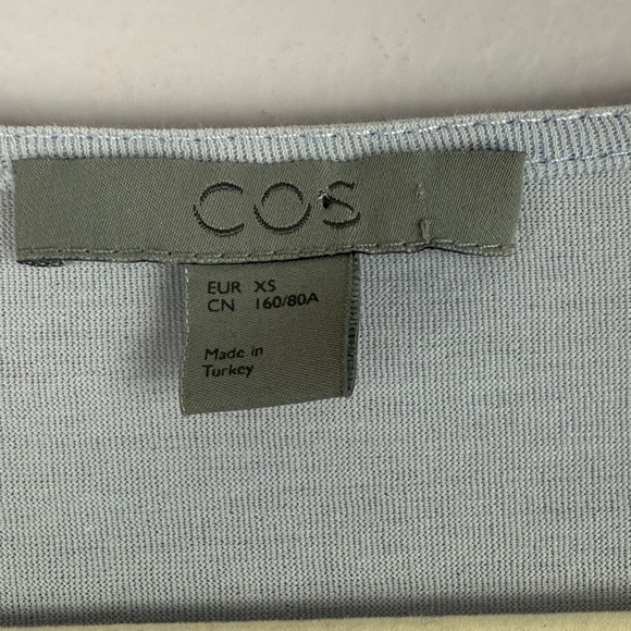 COS Soft Blue Semi Sheer Chic Minimalist Quiet Luxury 3/4 Sleeve XS Top - Picture 3 of 7